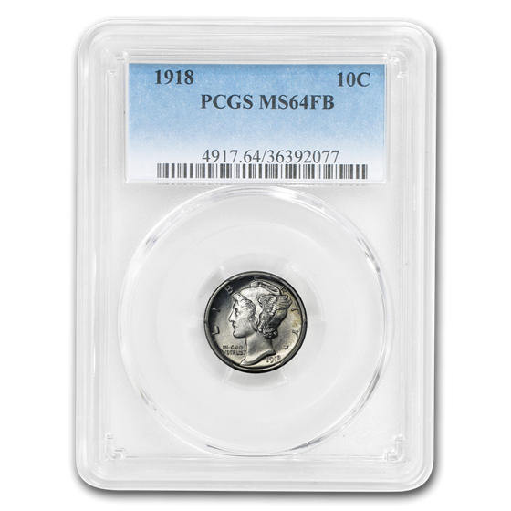 1918 Mercury Dime MS-64 PCGS (FB) 1918 Mercury Dime MS-64 PCGS (FB)